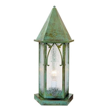 Arroyo Craftsman 10" Saint George Column Mount, Raw Copper, White Opalescent Glass SGC-10WO-RC